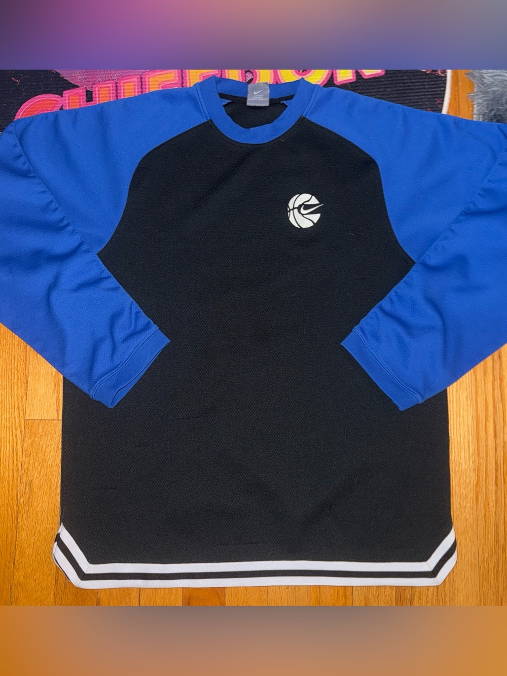 Nike Black and Blue Long Sleeve Raglan Shirt